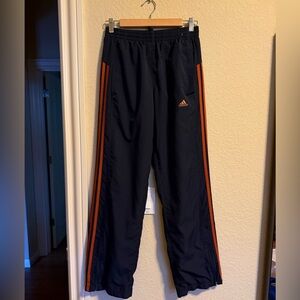 Adidas mens navy Joggers with Orange Stripes - size small